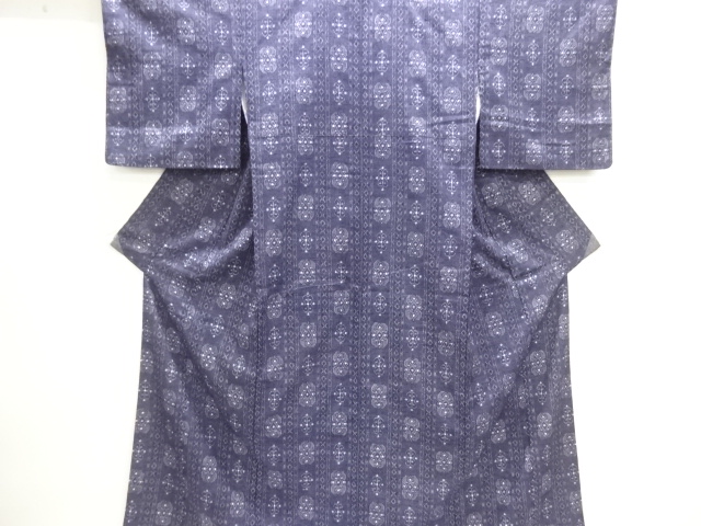 JAPANESE KIMONO / STRIPED TSUMUGI KIMONO / WOVEN FLORAL PATTERNS